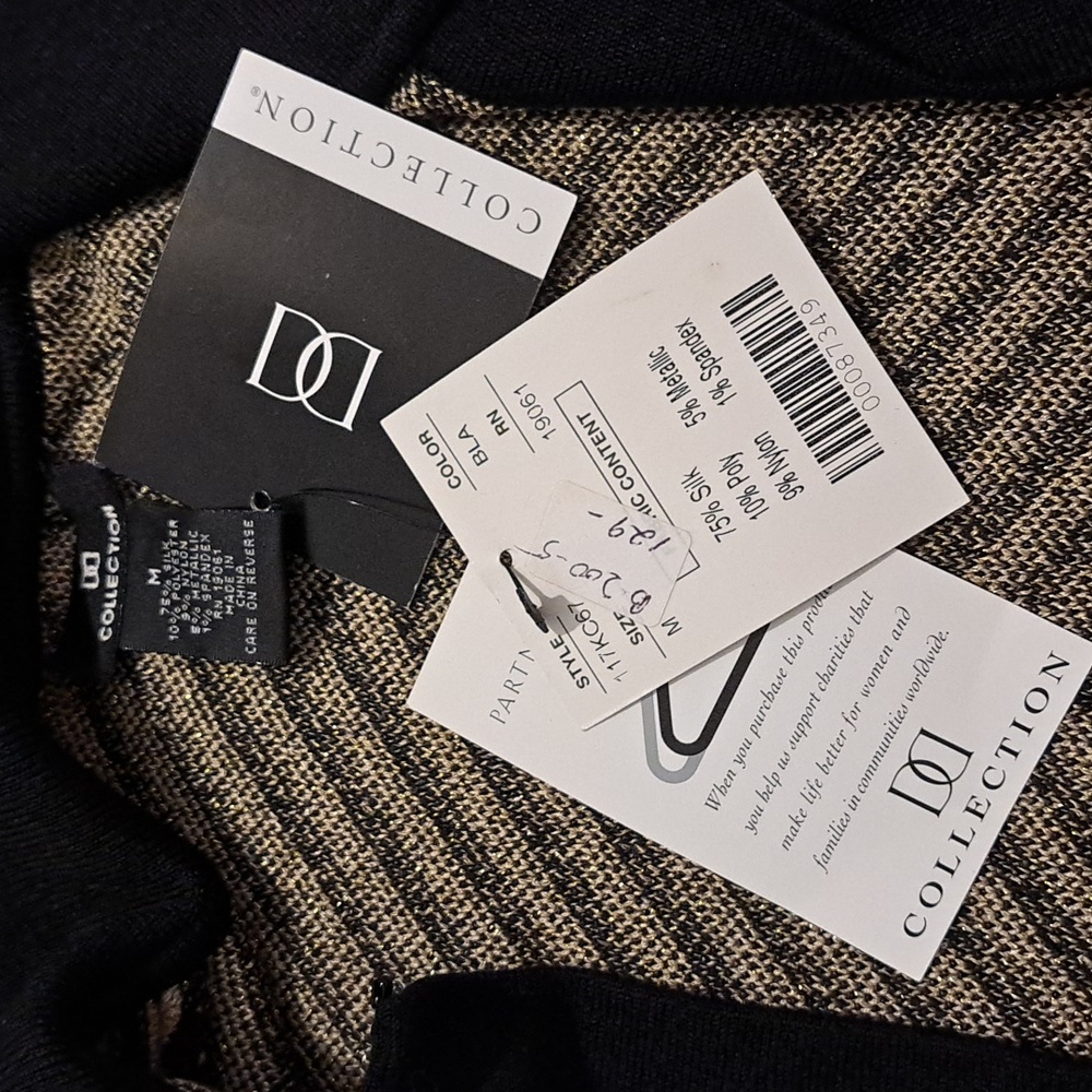 DD Collection Cardigan Luxury Chevron Black and Gold, Silk Blend, Size M - Picture 6 of 8